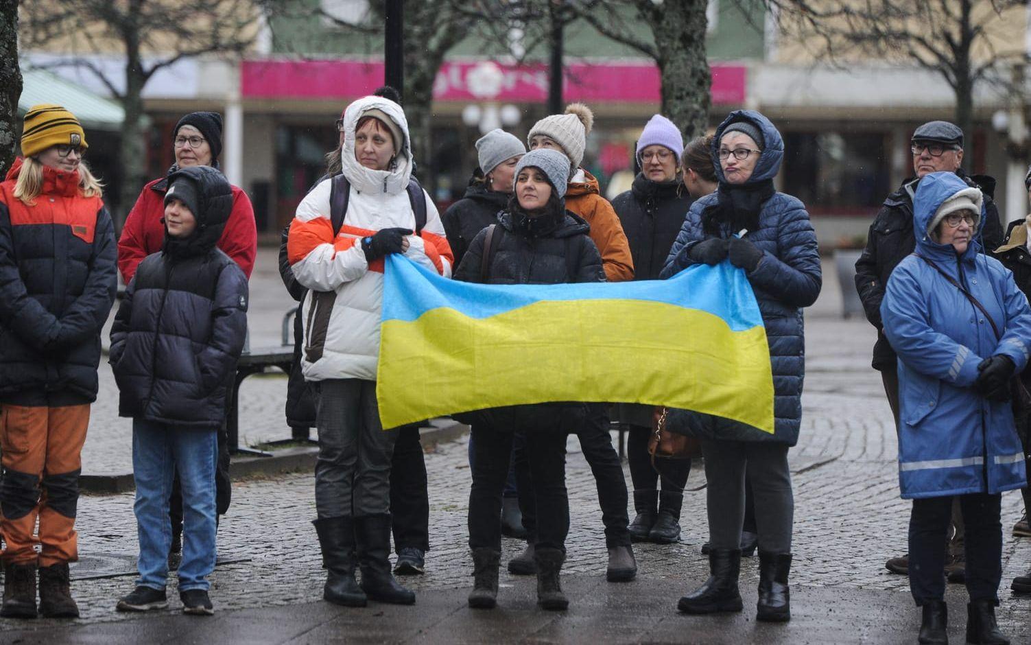 En grupp ukrainare deltog i ceremonin.