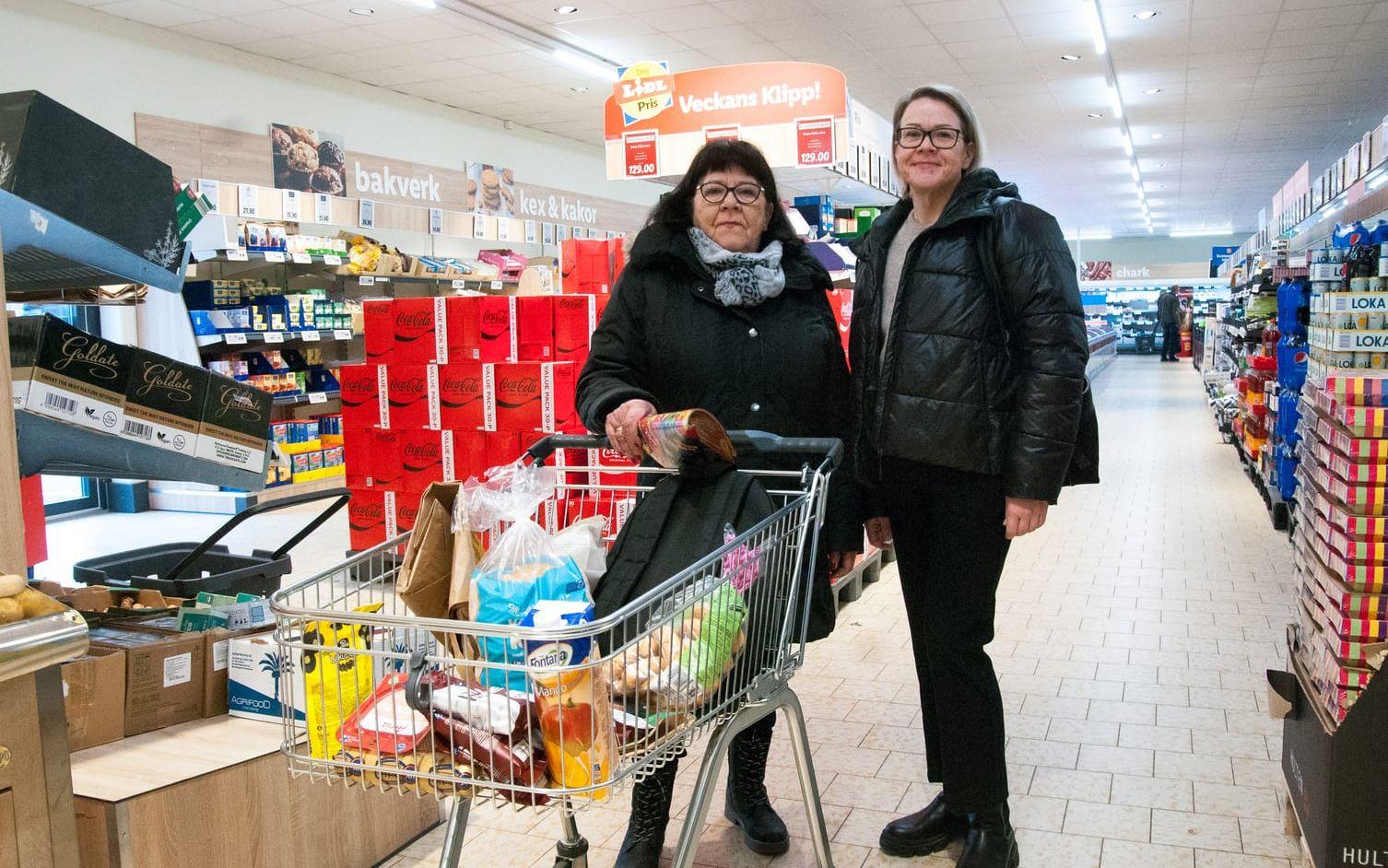 Marie Jumpponen Tagarani, som idag handlar på Lidl med sin mamma Marjatta  Suutari, väljer bort tomater och gurka.